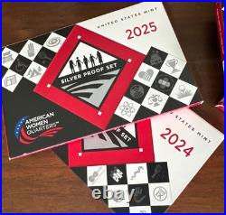 American Women's Quarter S Mint US Silver Proof'22'23'24'25 Set-5 withBox COA