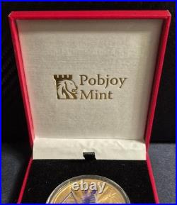 Anubis 1 oz Silver Proof Goldclad Coloured Coin. 999 Silver with Box COA