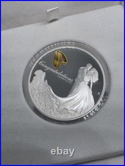 Australia 1 oz Silver Colorized Wedding Proof (Box). 999