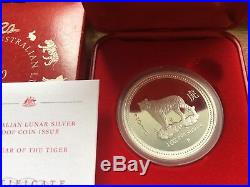 Australia 1oz Silver Perth Mint 2010 Lunar Tiger Series I Proof Coin COA box
