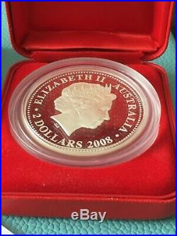 Australia 2008 Perth Mint Lunar Series I MOUSE rat 2oz Silver Proof Coin box/coa