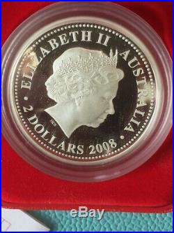 Australia 2008 Perth Mint Lunar Series I MOUSE rat 2oz Silver Proof Coin box/coa