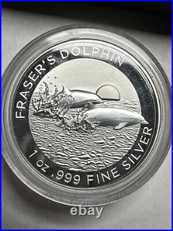 Australia 2021 Fraser's Dolphin 1 oz. 999 Silver $5 High Relief Proof Box & COA Australia 2021 Fraser's Dolphin 1 oz. 999 Silver $5 High Relief Proof Box & COA
