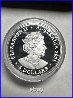 Australia 2021 Fraser's Dolphin 1 oz. 999 Silver $5 High Relief Proof Box & COA Australia 2021 Fraser's Dolphin 1 oz. 999 Silver $5 High Relief Proof Box & COA