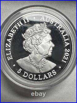 Australia 2021 Fraser's Dolphin 1 oz. 999 Silver $5 High Relief Proof Box & COA Australia 2021 Fraser's Dolphin 1 oz. 999 Silver $5 High Relief Proof Box & COA
