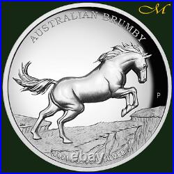 Australian Brumby Horse High Relief 2oz silver proof 2021 IN MINT BOX