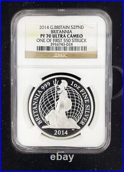 Beautiful 2014 Britannia 5 Coin Silver Proof Set NGC PF 70 #235/550 Box & COA