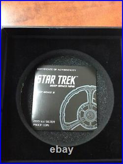 Beautiful 2015 Star Trek Deep Space Nine 1 oz Silver Proof Coin Tuvalu Box & COA