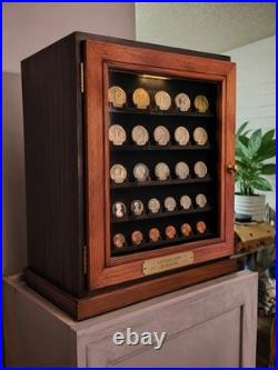 Beautiful hand Made Cherry Collector Box! With SILVER PROOF SET 250 Yrs