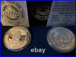 Box Set 2 2002 Shawnee Tribe Chief Tecumseh 1 Oz. 999 Silver Proof $1 Coin Box Set 2 2002 Shawnee Tribe Chief Tecumseh 1 Oz. 999 Silver Proof $1 Coin