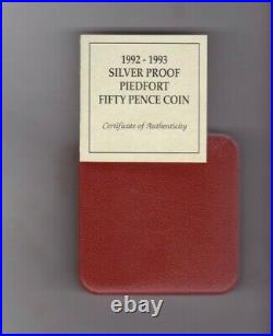 Boxed Royal Mint 1992-1993 Piedfort Silver Proof Eec 50 Pence With Certificate