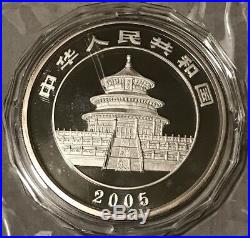 CHINA 2005 Silver Proof 5OZ 50 YUAN PANDA Coin Mintage 10,000 in Box & COA Rare