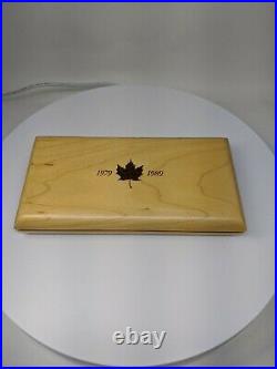 Canada 1979-1989 Commemorative Maple Leaf Set Proof Silver Gold Platinum With Box