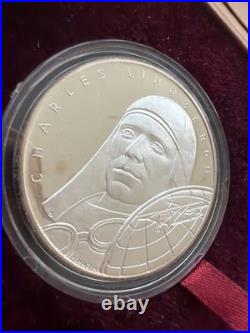 Charles Lindberg ATLANTIC FLIGHT. 999 Silver Proof Coin & Original Box Scarce