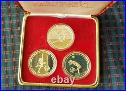 China 1979 3 piece Silver Proof Medal Set 4th National Games with Box / Cert