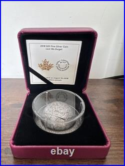 Coin Fine Silver Proof Lest We Forget 2018 Helmet Shaped $25 Canada BOX COA