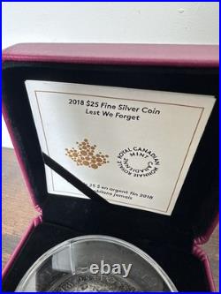 Coin Fine Silver Proof Lest We Forget 2018 Helmet Shaped $25 Canada BOX COA