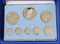 Coins of Belize 1982 Belize 8 Pc Solid Sterling Silver Proof Set, Box, certificate