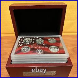Complete 1999 2008 S US Mint Silver Proof Set State Quarters w Cherry Wood Box