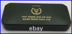 Cyprus 1976 Silver Proof 1 Pound & 500 Mils Coins Refugees Set Box