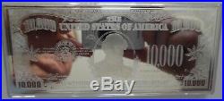 DISCOUNTED $10,000 GOLD NOTE PROOF 4oz CURRENCY UNC SILVER BAR + VELVET BOX