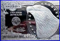 DISCOUNTED $20 TRILLION PROOF 4oz SILVER CURRENCY BAR IN VELVET GIFT BOX GRADE B