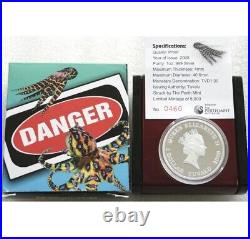 Deadly And Dangerous Series 2008 Blue-Ringed Octopus 1 Oz Silver Proof WithBox-Coa