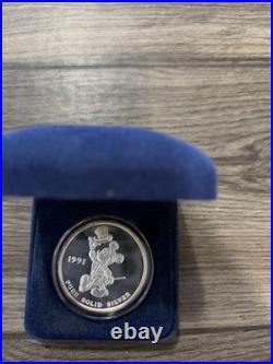 Disney 1991 America 215th 1oz Silver Proof Round Mickey Mouse #02598 Box COA