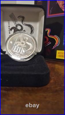 ELVIS PRESLEY 20TH COMMEMORATIVE 1oz TROY. 999 SILVER COIN PROOF BOX & COA#1645