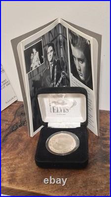 ELVIS PRESLEY 20TH COMMEMORATIVE 1oz TROY. 999 SILVER COIN PROOF BOX & COA#1645
