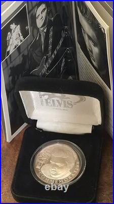 ELVIS PRESLEY 20TH COMMEMORATIVE 1oz TROY. 999 SILVER COIN PROOF BOX & COA#1645