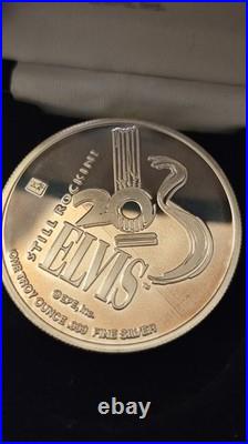 ELVIS PRESLEY 20TH COMMEMORATIVE 1oz TROY. 999 SILVER COIN PROOF BOX & COA#1645