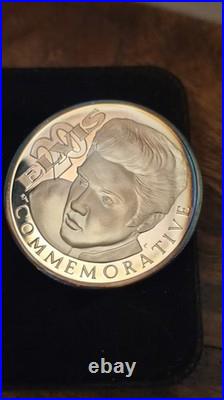 ELVIS PRESLEY 20TH COMMEMORATIVE 1oz TROY. 999 SILVER COIN PROOF BOX & COA#1645