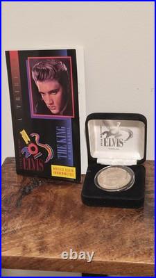 ELVIS PRESLEY 20TH COMMEMORATIVE 1oz TROY. 999 SILVER COIN PROOF BOX & COA#1645