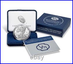 End of World War II 75th Anniversary American Eagle Silver Proof Coin IN BOX