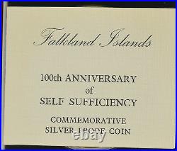 FALKLAND ISLANDS 1985 £25 SELF SUFFICIENCY 5oz SILVER PROOF boxed/coa