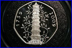 Fifty Pence 50p 2009 Kew Gardens SILVER PROOF Orginial Royal Mint Box COA RARE