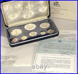 First 1973 Barbados Silver Proof Set 8 Coin Set / Box & COA 2oz. 999 Silver