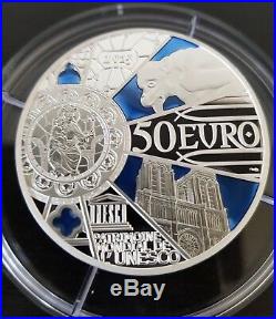 France 50 euro silver Proof coin 2013 Unesco Notre Dame de Paris New Box +COA