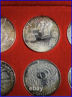 Franklin Mint Silver Coins Proof Set 10 PCs Lot 1969 Tunisia Dinar In Box & COAs