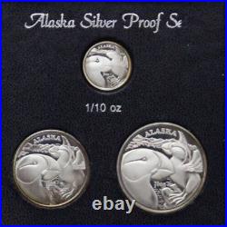 Gem 1995 Alaska Silver Proof Set Very Rare. 999 Fine Medallions Box & COA 7035