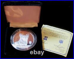 Gibraltar 1991 1 Crown Royal Dog 1 Oz. 999 Silver Proof Coin Box COA Gem