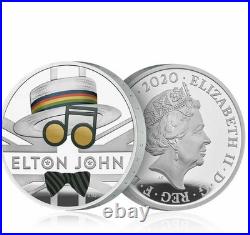 Great Britain 2020 £2 Music Legends ELTON JOHN Silver Proof 1 oz Coin Box Coa