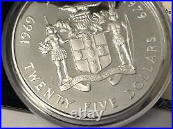 Jamaica, 1979 Prince Charles Investiture 10th Anniv, $25 Silver Proof Box VGOOD