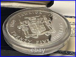Jamaica, 1979 Prince Charles Investiture 10th Anniv, $25 Silver Proof Box VGOOD