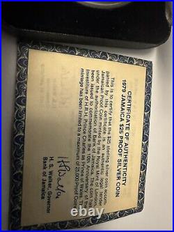 Jamaica, 1979 Prince Charles Investiture 10th Anniv, $25 Silver Proof Box VGOOD