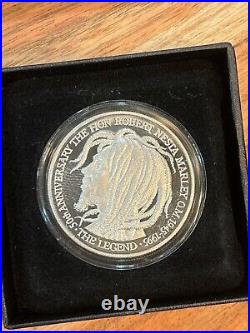 Jamaica 1995 $50 Bob Marley Silver Proof Coin, C0A Royal Mint, In Original Box