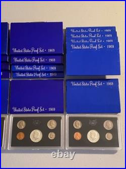 LOT OF 20 1968-S & 1969-S PROOF SETS 40% SILVER KENNEDY WithBOXES