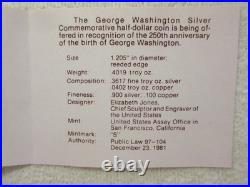 Lot 12 1982 S Geo Washington 250 Anniversary Silver Proof Half Dollar Box Coa