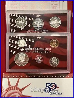 Lot Of 2 X 1999-S SILVER 9 Coin Proof Set OGP COA AND BOX